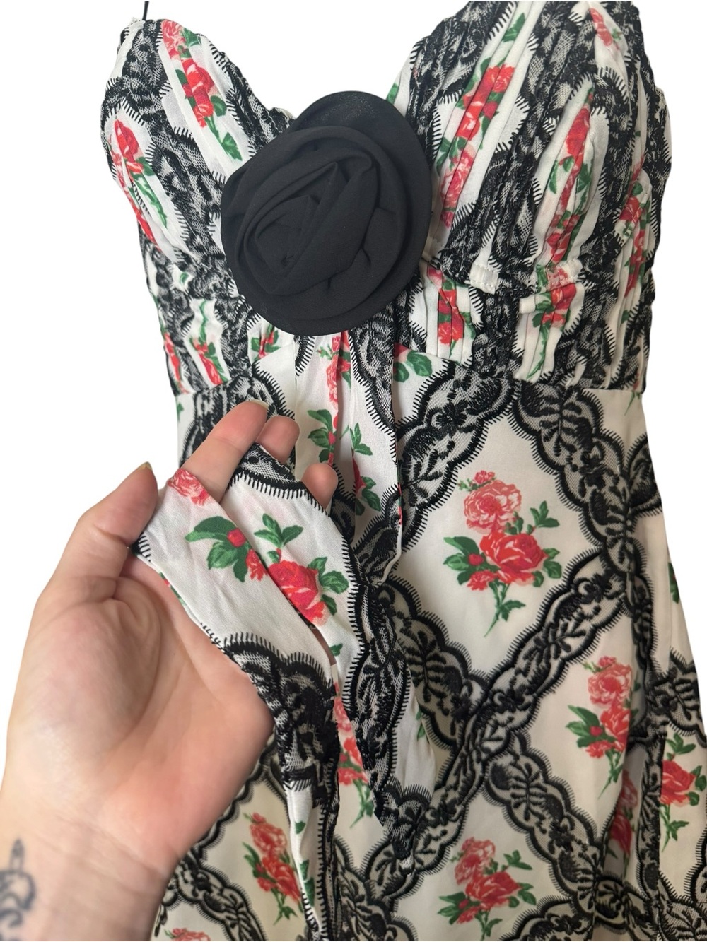 New For Love & Lemons Greta Floral & Lace Mini Dress - Picture 7 of 12